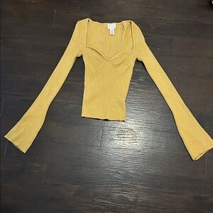 Yellow Ribbed Women's Top